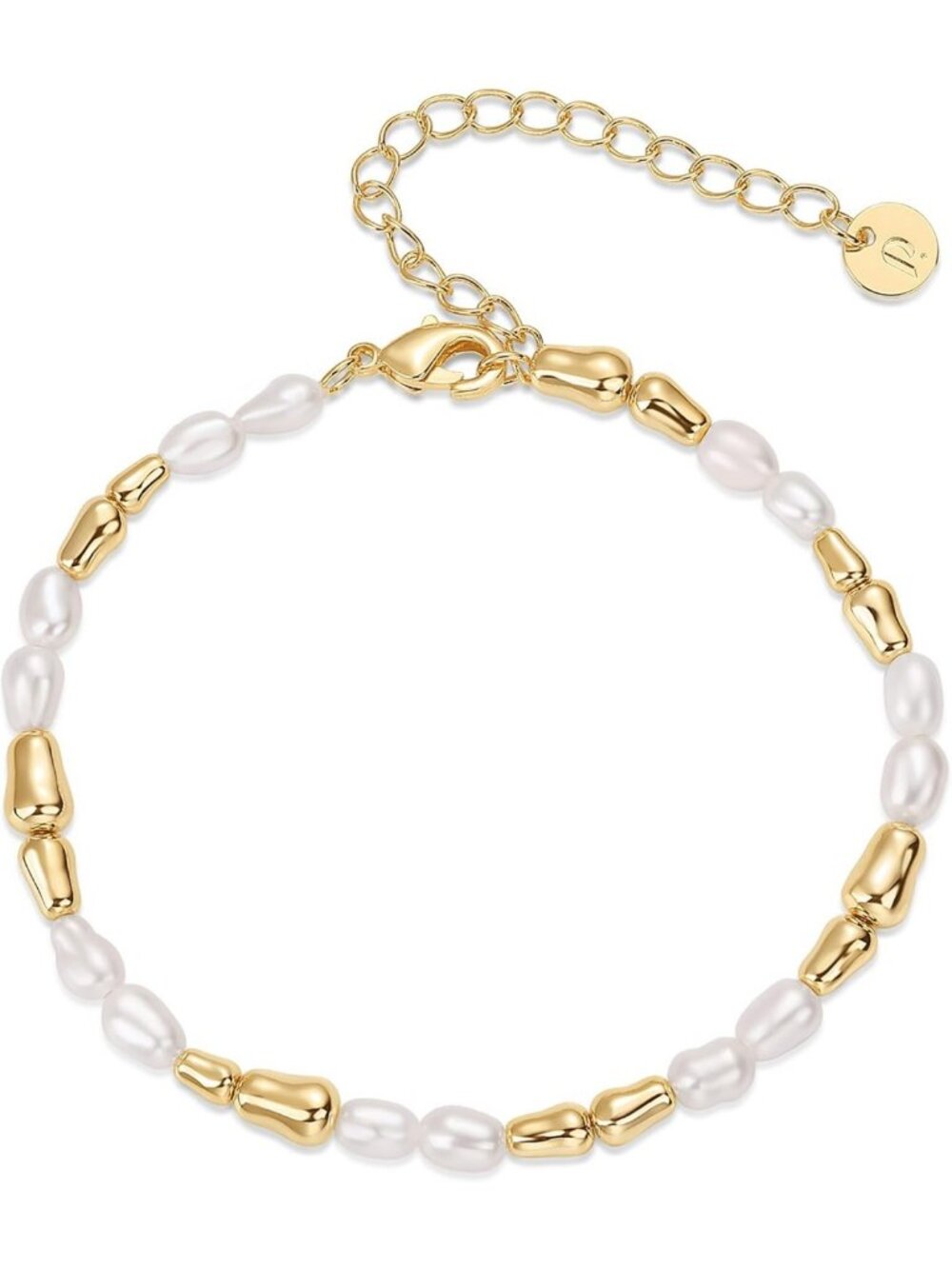 Dainty 18K Gold Plated Freshwater Pearl Beaded Bracelet for Women - Elegant